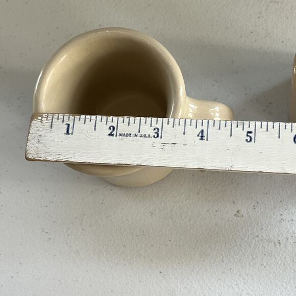 Wallace and Tepco China Coffee Mugs Set of 2 Tan 3.5" Tall Heavy Restaurant Ware - Picture 10 of 15